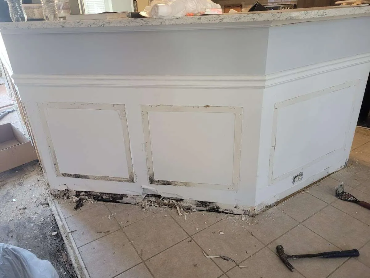 Water damage and mold on kitchen during Storm Damage Restoration in South Run